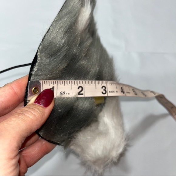 CAT FACE MASK GRAY WHITE FUR Adult or KID Halloween PINK nose open eyes costume - Picture 4 of 11